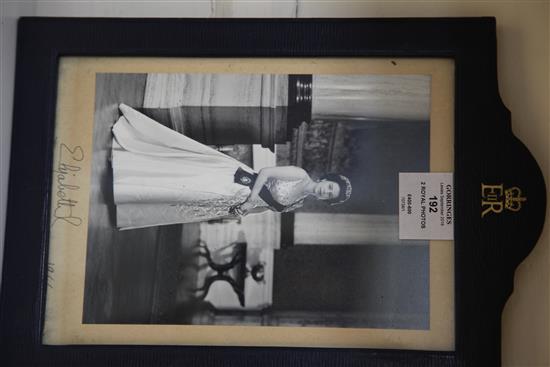 Royal Interest: Two leather framed signed photographs of Queen Elizabeth II and Prince Philip, dated 1966 frames 12.5in. high